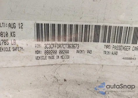 2012 Fiat 500C Pop из США, поврежденный, VIN 3C3CFFDR7CT363673